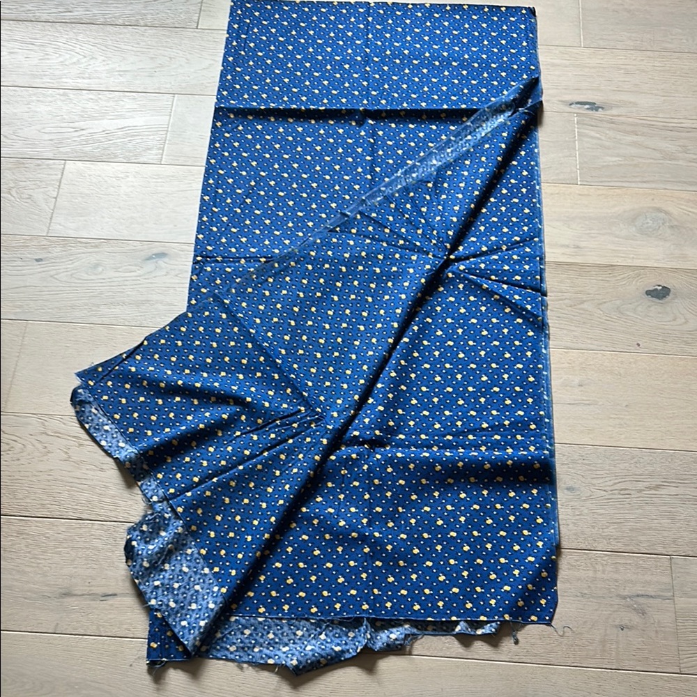 Vintage Blue fabric with yellow and White flowers